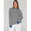 imageTrendy Queen Oversized Sweatshirt for Women 2026 Fall Crewneck Striped Long Sleeve Shirts Hoodies Cute Top Y2K OutfitsBlackwhite