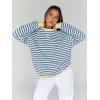 imageTrendy Queen Oversized Sweatshirt for Women 2026 Fall Crewneck Striped Long Sleeve Shirts Hoodies Cute Top Y2K OutfitsBluewhite