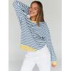 imageTrendy Queen Oversized Sweatshirt for Women 2026 Fall Crewneck Striped Long Sleeve Shirts Hoodies Cute Top Y2K OutfitsBluewhite