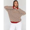 imageTrendy Queen Oversized Sweatshirt for Women 2026 Fall Crewneck Striped Long Sleeve Shirts Hoodies Cute Top Y2K OutfitsBrownwhite