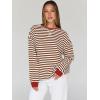 imageTrendy Queen Oversized Sweatshirt for Women 2026 Fall Crewneck Striped Long Sleeve Shirts Hoodies Cute Top Y2K OutfitsBrownwhite