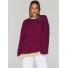 imageTrendy Queen Oversized Sweatshirt for Women 2026 Fall Crewneck Striped Long Sleeve Shirts Hoodies Cute Top Y2K OutfitsBurgundyblue