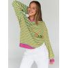 imageTrendy Queen Oversized Sweatshirt for Women 2026 Fall Crewneck Striped Long Sleeve Shirts Hoodies Cute Top Y2K OutfitsOrangegreen