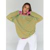 imageTrendy Queen Oversized Sweatshirt for Women 2026 Fall Crewneck Striped Long Sleeve Shirts Hoodies Cute Top Y2K OutfitsOrangegreen