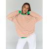 imageTrendy Queen Oversized Sweatshirt for Women 2026 Fall Crewneck Striped Long Sleeve Shirts Hoodies Cute Top Y2K OutfitsOrangewhite