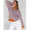 imageTrendy Queen Oversized Sweatshirt for Women 2026 Fall Crewneck Striped Long Sleeve Shirts Hoodies Cute Top Y2K OutfitsPinkblue