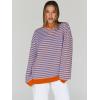 imageTrendy Queen Oversized Sweatshirt for Women 2026 Fall Crewneck Striped Long Sleeve Shirts Hoodies Cute Top Y2K OutfitsPinkblue