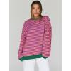 imageTrendy Queen Oversized Sweatshirt for Women 2026 Fall Crewneck Striped Long Sleeve Shirts Hoodies Cute Top Y2K OutfitsPurpleyellow
