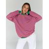 imageTrendy Queen Oversized Sweatshirt for Women 2026 Fall Crewneck Striped Long Sleeve Shirts Hoodies Cute Top Y2K OutfitsPurpleyellow