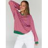 imageTrendy Queen Oversized Sweatshirt for Women 2026 Fall Crewneck Striped Long Sleeve Shirts Hoodies Cute Top Y2K OutfitsPurpleyellow
