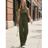 imageTrendy Queen Womens 2 Piece Sweatsuits Lounge Sets Track Suits Tank Tops Wide Leg Pants Spring Matching Outfits 2026Army Green