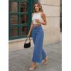 imageTrendy Queen Womens High Waisted Straight Wide Leg Jeans Stretchy Barrel Baggy Denim Capri Pants Raw HemBlue