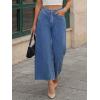 imageTrendy Queen Womens High Waisted Straight Wide Leg Jeans Stretchy Barrel Baggy Denim Capri Pants Raw HemBlue