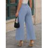 imageTrendy Queen Womens High Waisted Straight Wide Leg Jeans Stretchy Barrel Baggy Denim Capri Pants Raw HemLight Blue