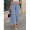 imageTrendy Queen Womens High Waisted Straight Wide Leg Jeans Stretchy Barrel Baggy Denim Capri Pants Raw HemLight Blue