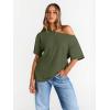 imageTrendy Queen Womens Off The Shoulder Tops Oversized TShirts Short Sleeve Tees Summer 2026 Casual Spring Fashion ClothesArmygreen
