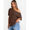 imageTrendy Queen Womens Off The Shoulder Tops Oversized TShirts Short Sleeve Tees Summer 2026 Casual Spring Fashion ClothesChocolate Brown