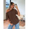 imageTrendy Queen Womens Off The Shoulder Tops Oversized TShirts Short Sleeve Tees Summer 2026 Casual Spring Fashion ClothesChocolate Brown