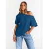 imageTrendy Queen Womens Off The Shoulder Tops Oversized TShirts Short Sleeve Tees Summer 2026 Casual Spring Fashion ClothesDarkblue