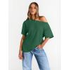 imageTrendy Queen Womens Off The Shoulder Tops Oversized TShirts Short Sleeve Tees Summer 2026 Casual Spring Fashion ClothesDarkgreen