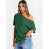 imageTrendy Queen Womens Off The Shoulder Tops Oversized TShirts Short Sleeve Tees Summer 2026 Casual Spring Fashion ClothesDarkgreen