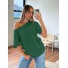 imageTrendy Queen Womens Off The Shoulder Tops Oversized TShirts Short Sleeve Tees Summer 2026 Casual Spring Fashion ClothesDarkgreen