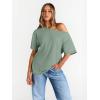 imageTrendy Queen Womens Off The Shoulder Tops Oversized TShirts Short Sleeve Tees Summer 2026 Casual Spring Fashion ClothesGrey Green