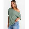 imageTrendy Queen Womens Off The Shoulder Tops Oversized TShirts Short Sleeve Tees Summer 2026 Casual Spring Fashion ClothesGrey Green
