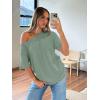 imageTrendy Queen Womens Off The Shoulder Tops Oversized TShirts Short Sleeve Tees Summer 2026 Casual Spring Fashion ClothesGrey Green