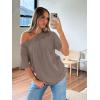 imageTrendy Queen Womens Off The Shoulder Tops Oversized TShirts Short Sleeve Tees Summer 2026 Casual Spring Fashion ClothesGrey Khaki