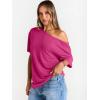 imageTrendy Queen Womens Off The Shoulder Tops Oversized TShirts Short Sleeve Tees Summer 2026 Casual Spring Fashion ClothesHotpink