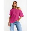 imageTrendy Queen Womens Off The Shoulder Tops Oversized TShirts Short Sleeve Tees Summer 2026 Casual Spring Fashion ClothesHotpink