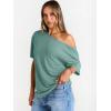 imageTrendy Queen Womens Off The Shoulder Tops Oversized TShirts Short Sleeve Tees Summer 2026 Casual Spring Fashion ClothesLightgreen