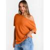imageTrendy Queen Womens Off The Shoulder Tops Oversized TShirts Short Sleeve Tees Summer 2026 Casual Spring Fashion ClothesOrange