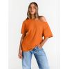 imageTrendy Queen Womens Off The Shoulder Tops Oversized TShirts Short Sleeve Tees Summer 2026 Casual Spring Fashion ClothesOrange