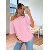 imageTrendy Queen Womens Off The Shoulder Tops Oversized TShirts Short Sleeve Tees Summer 2026 Casual Spring Fashion ClothesPink
