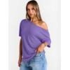 imageTrendy Queen Womens Off The Shoulder Tops Oversized TShirts Short Sleeve Tees Summer 2026 Casual Spring Fashion ClothesPurple