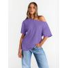 imageTrendy Queen Womens Off The Shoulder Tops Oversized TShirts Short Sleeve Tees Summer 2026 Casual Spring Fashion ClothesPurple