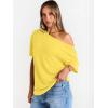 imageTrendy Queen Womens Off The Shoulder Tops Oversized TShirts Short Sleeve Tees Summer 2026 Casual Spring Fashion ClothesYellow
