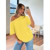 imageTrendy Queen Womens Off The Shoulder Tops Oversized TShirts Short Sleeve Tees Summer 2026 Casual Spring Fashion ClothesYellow