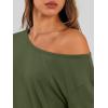 imageTrendy Queen Womens Off The Shoulder Tops Oversized Tshirts Long Sleeve 2026 Casual Basic TeesArmygreen