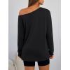 imageTrendy Queen Womens Off The Shoulder Tops Oversized Tshirts Long Sleeve 2026 Casual Basic TeesBlack
