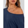 imageTrendy Queen Womens Off The Shoulder Tops Oversized Tshirts Long Sleeve 2026 Casual Basic TeesBlue