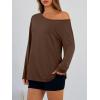 imageTrendy Queen Womens Off The Shoulder Tops Oversized Tshirts Long Sleeve 2026 Casual Basic TeesCoffee