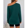imageTrendy Queen Womens Off The Shoulder Tops Oversized Tshirts Long Sleeve 2026 Casual Basic TeesDark Green