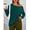 imageTrendy Queen Womens Off The Shoulder Tops Oversized Tshirts Long Sleeve 2026 Casual Basic TeesDark Green