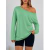 imageTrendy Queen Womens Off The Shoulder Tops Oversized Tshirts Long Sleeve 2026 Casual Basic TeesGreen