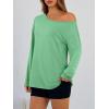 imageTrendy Queen Womens Off The Shoulder Tops Oversized Tshirts Long Sleeve 2026 Casual Basic TeesGreen