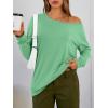 imageTrendy Queen Womens Off The Shoulder Tops Oversized Tshirts Long Sleeve 2026 Casual Basic TeesGreen
