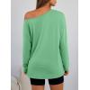 imageTrendy Queen Womens Off The Shoulder Tops Oversized Tshirts Long Sleeve 2026 Casual Basic TeesGreen